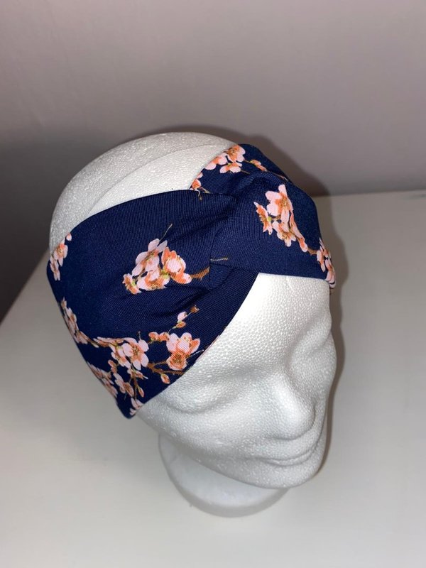 Haarband Stirnband blau Kirschblüte